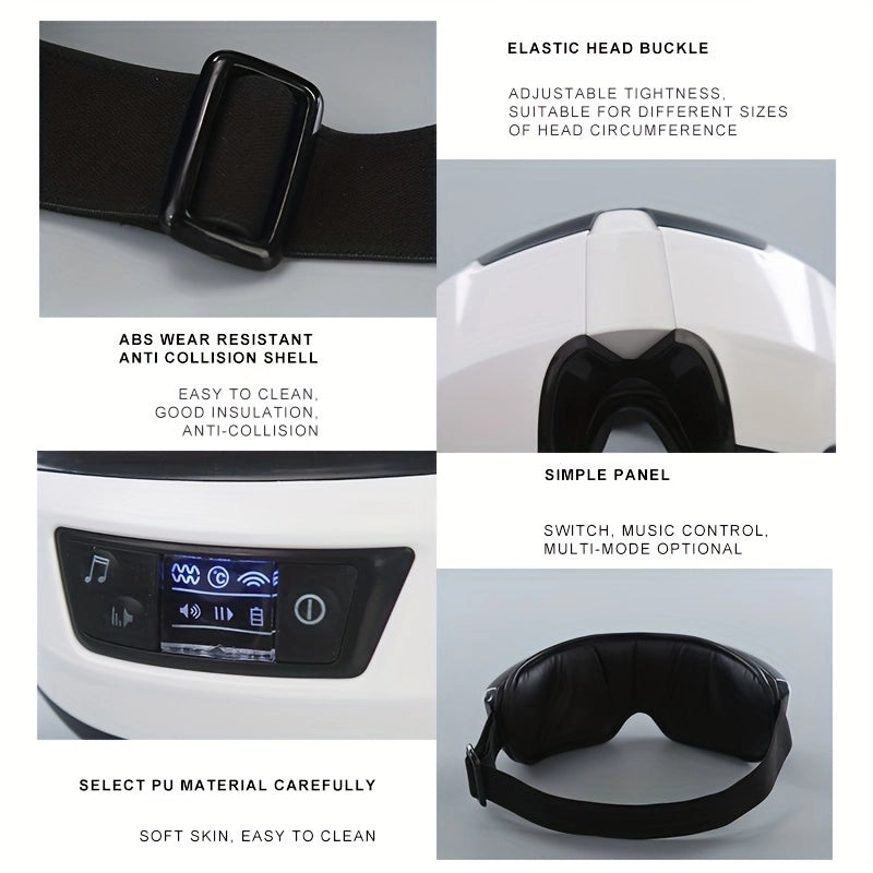 1pc Electric Eye Massager, Vibration Air Pressure Heating Massager, Relax Fatigue Stress Can Play Music Foldable