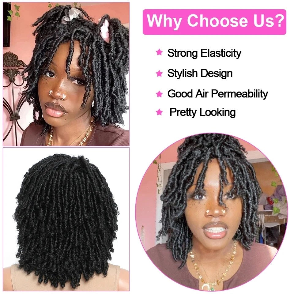 Beaudestiny Braided Wigs Synthetic Short Dreadlock Wig Braid African Dreads Braiding Crochet Twist African Fiber Daily Hair Wig