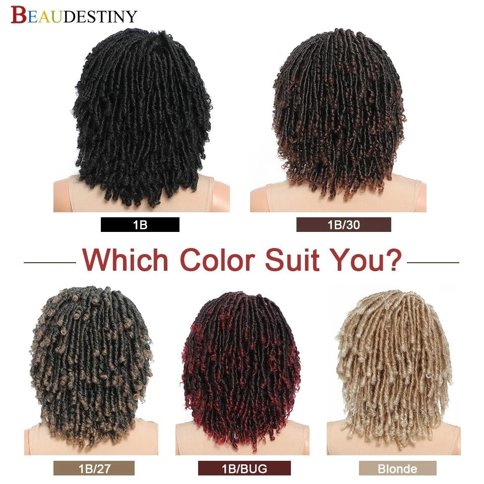 Beaudestiny Braided Wigs Synthetic Short Dreadlock Wig Braid African Dreads Braiding Crochet Twist African Fiber Daily Hair Wig