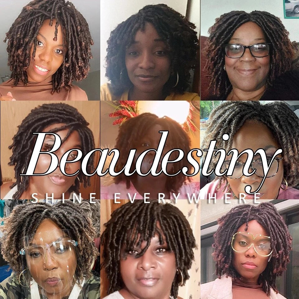 Beaudestiny Braided Wigs Synthetic Short Dreadlock Wig Braid African Dreads Braiding Crochet Twist African Fiber Daily Hair Wig