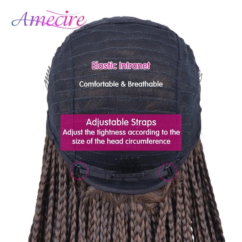 Synthetic Box Braided Wigs Looking Natural Fake Scalp Heat Resistant Fiber Hair Wig Box braids Wig for Black Women