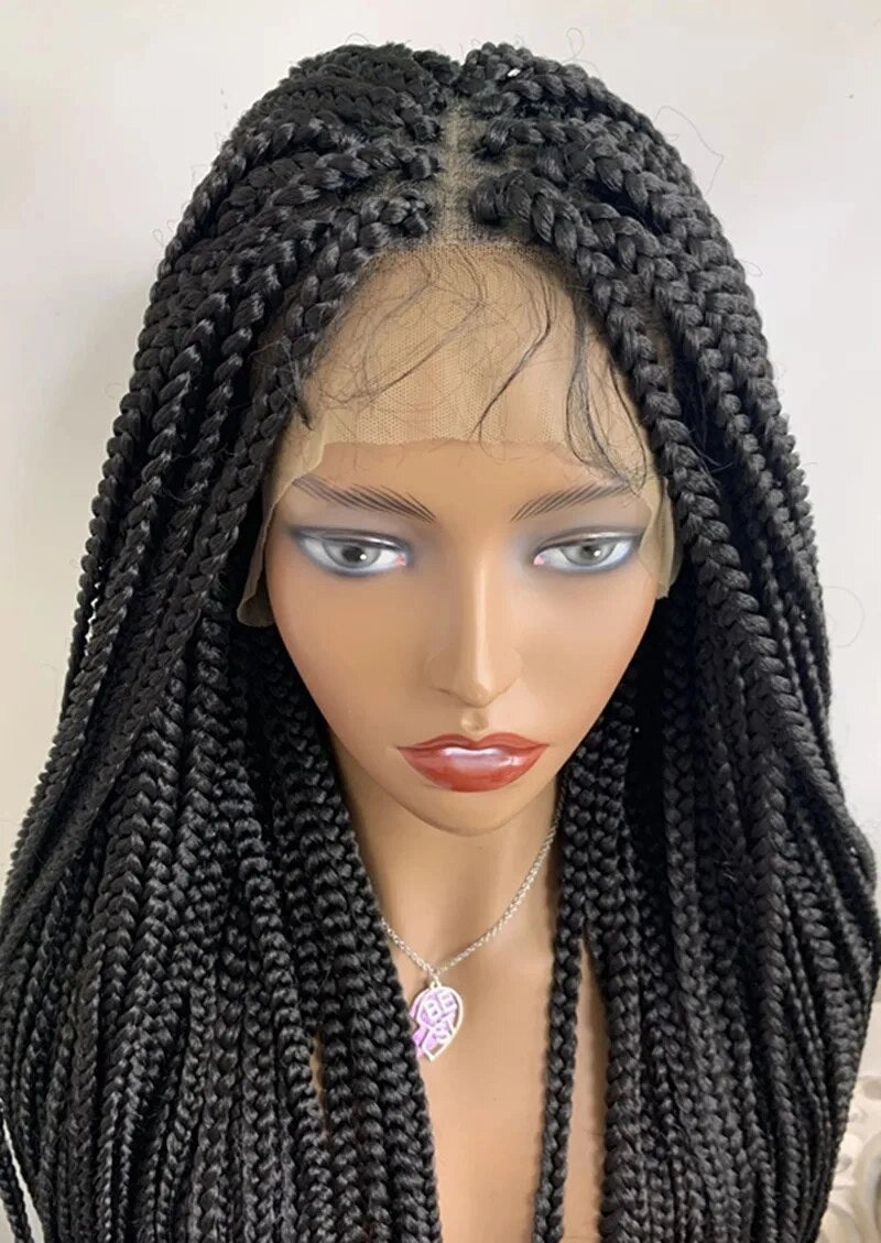 Natural full lace Wig 30-34inch Glueless Soft  Braided Lace Front Wigs Braid  With Baby Hair  Braided Wigs Soft