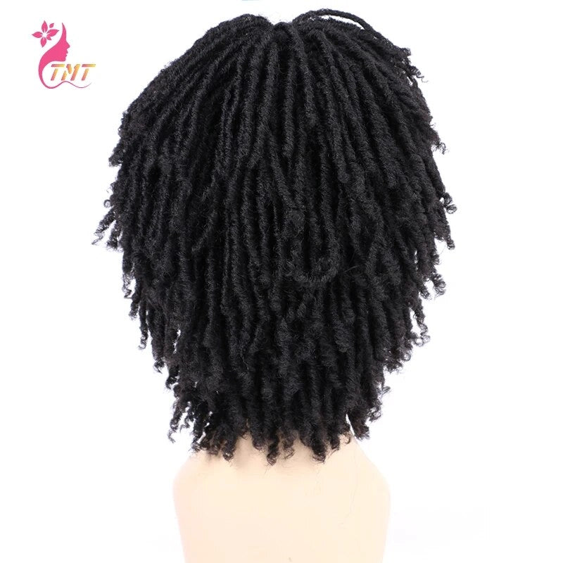 Curly Dreadlock Wig Short Twist Synthetic Braided Wigs Ombre Afro Short Curly Synthetic Wig Men Women Fashion Roll Twist Wigs