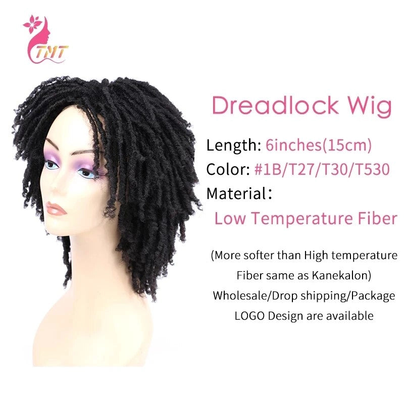 Curly Dreadlock Wig Short Twist Synthetic Braided Wigs Ombre Afro Short Curly Synthetic Wig Men Women Fashion Roll Twist Wigs