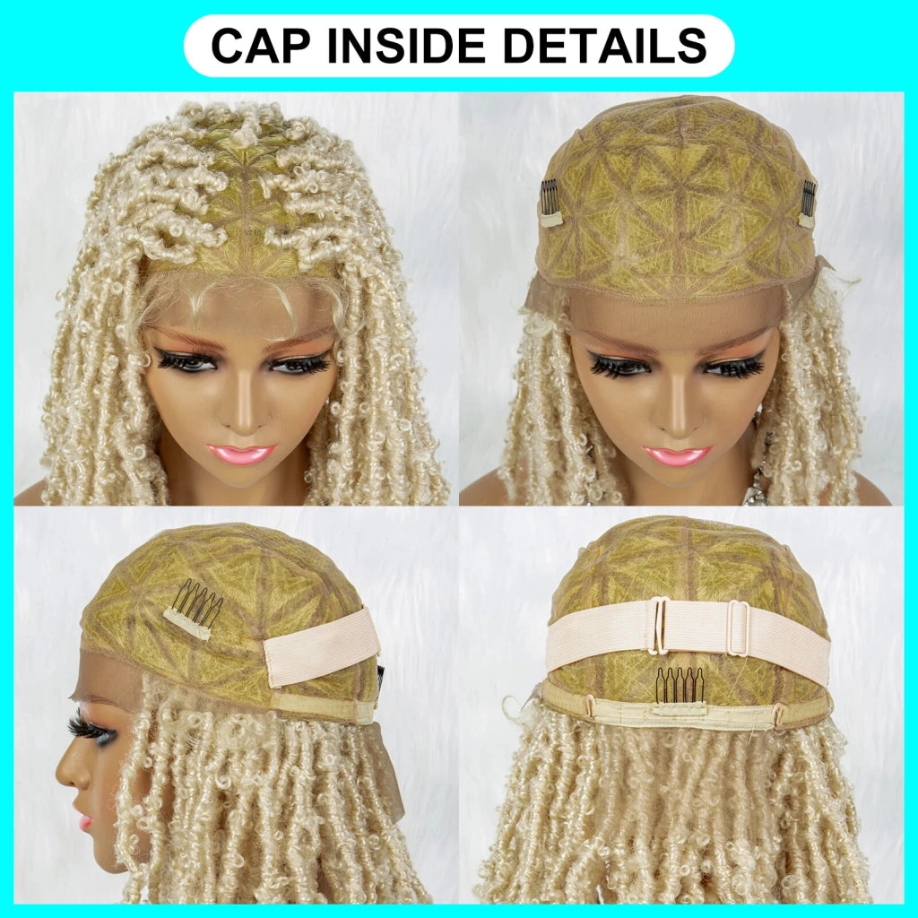 Synthetic Full Lace Wig Braided Wigs Dreadlock Wig 14 inches 613 Blonde Short Briad Wig for Black Women Girls Afro Curly Wig