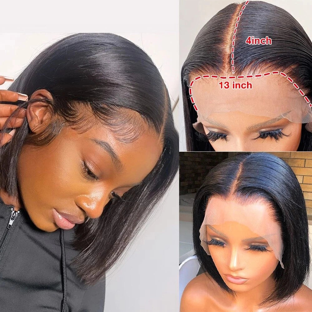 Bob Wig Short Brazilian Bone Straight Cheap 100 Human Hair Wigs For Black Women Wig T Part Lace Bob Human Hair Wig Pre Plucked