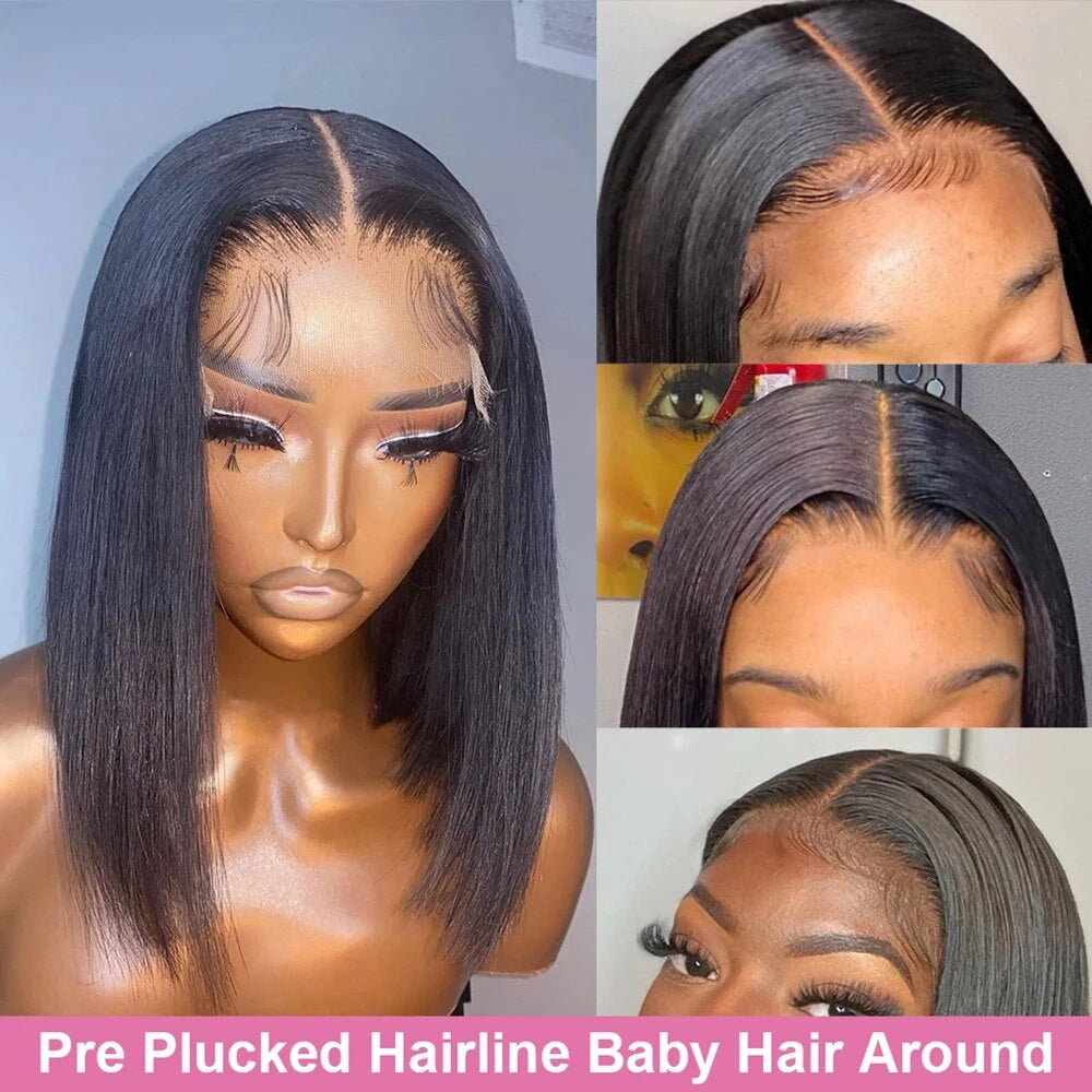 Bob Wig Short Brazilian Bone Straight Cheap 100 Human Hair Wigs For Black Women Wig T Part Lace Bob Human Hair Wig Pre Plucked