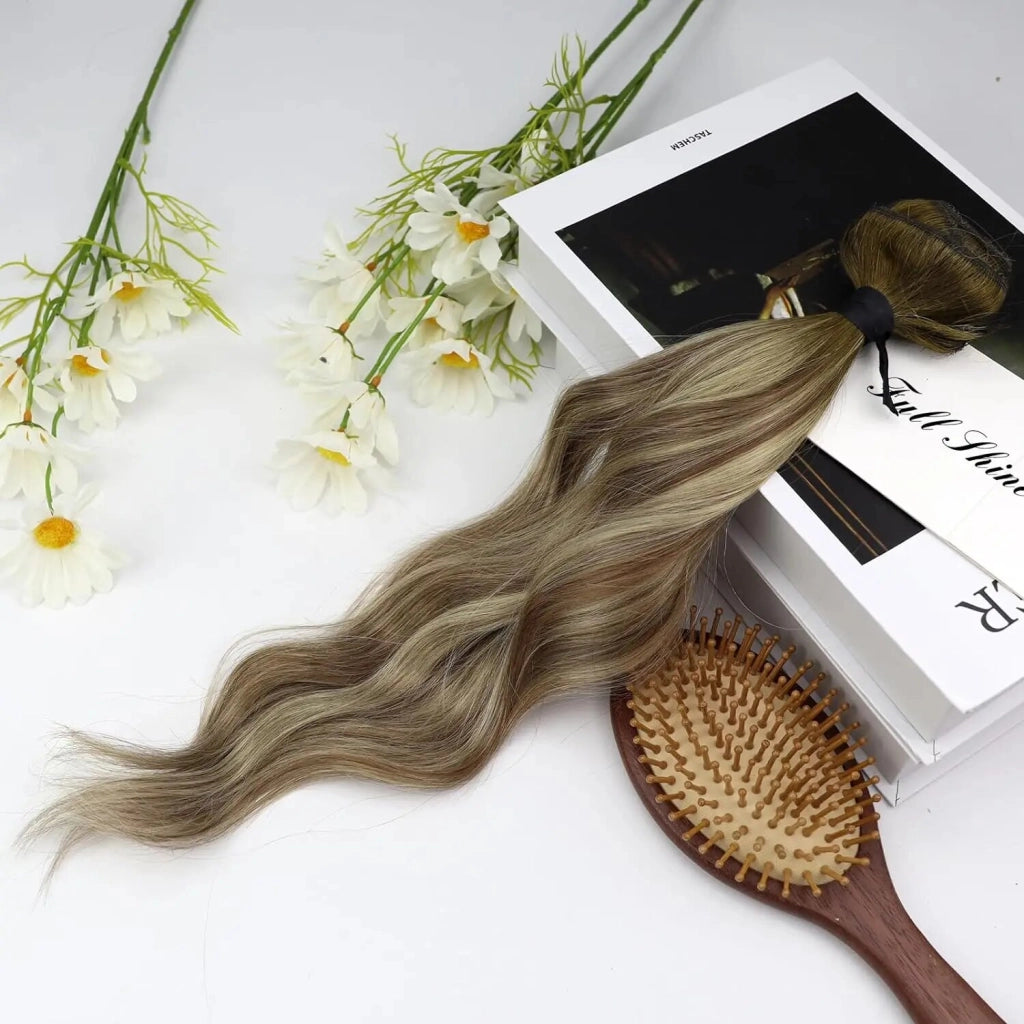 Full Shine Seamless Clip in Hair Extensions Remy Human Hair 8Pcs 100g PU Tape In Hair Extensions Ombre Blonde Color Skin Weft