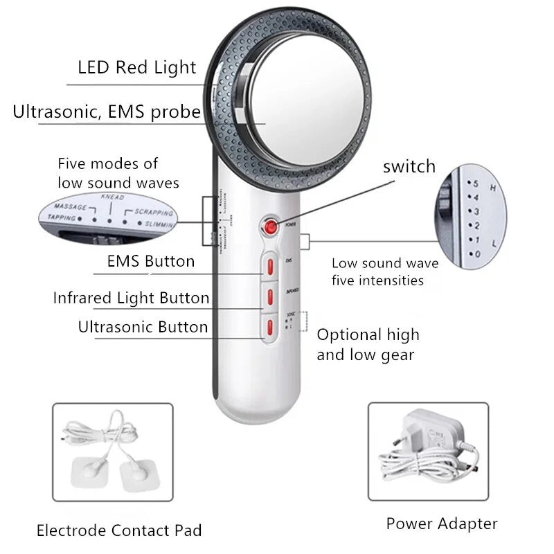 3 in 1 Body Massager Device Face Lifting Tool EMS Infrared Ultrasonic Slimming Fat Burner Skin Care Machine Dropshiping 27#