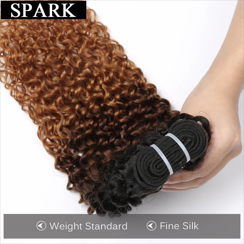 Spark 1/3/4 Bundles Afro Kinky Curly Human Hair Extensions Ombre Brazilian 100% Human Hair Weave Bundles