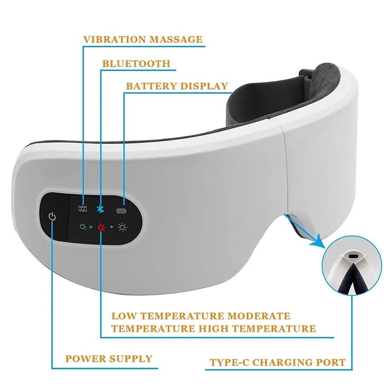 4D Electric Eye Massager Smart Bluetooth Music Vibration Heating Massage For Tired Eyes Dark Circles Remove Eye Care Instrument