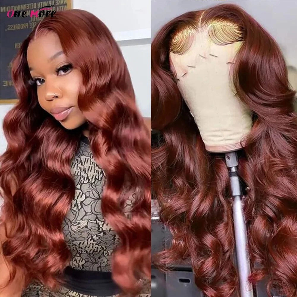 30 32 inch Reddish Brown Body Wave Lace Front Wig 13x6 HD Lace Frontal Wig Wear Go Glueless Colored Lace Front Human Hair Wigs