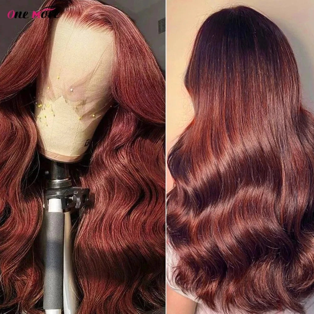 30 32 inch Reddish Brown Body Wave Lace Front Wig 13x6 HD Lace Frontal Wig Wear Go Glueless Colored Lace Front Human Hair Wigs