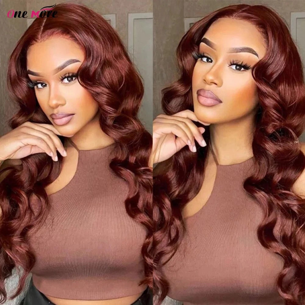 30 32 inch Reddish Brown Body Wave Lace Front Wig 13x6 HD Lace Frontal Wig Wear Go Glueless Colored Lace Front Human Hair Wigs