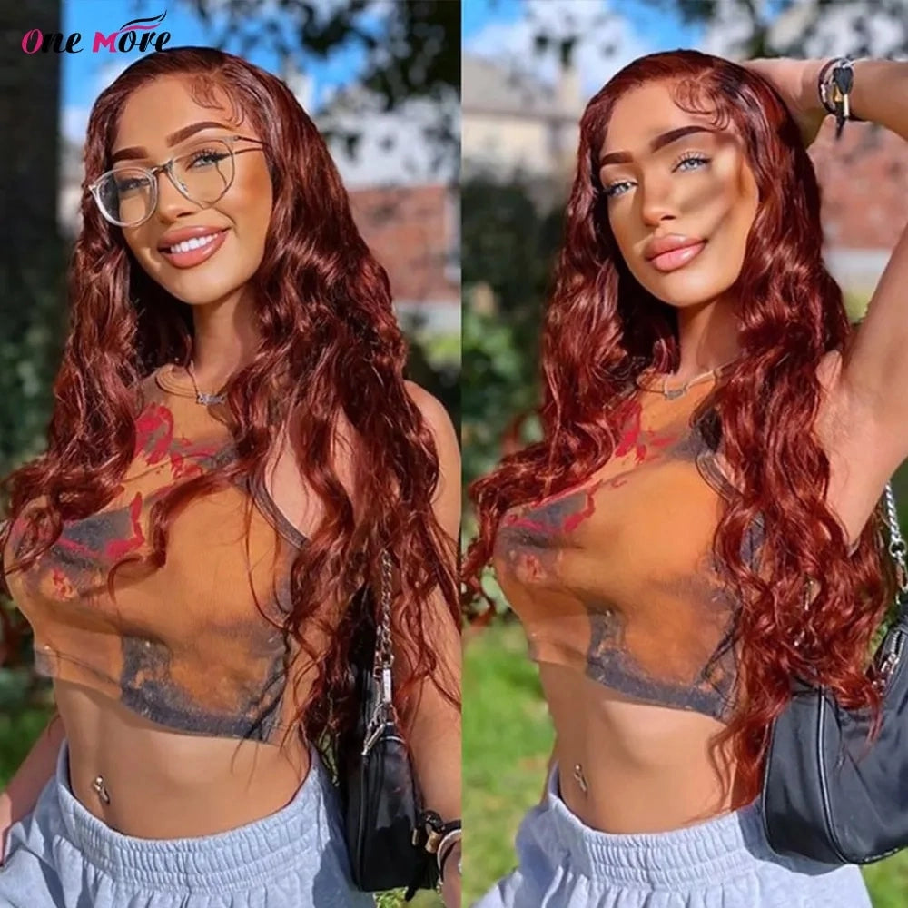 30 32 inch Reddish Brown Body Wave Lace Front Wig 13x6 HD Lace Frontal Wig Wear Go Glueless Colored Lace Front Human Hair Wigs