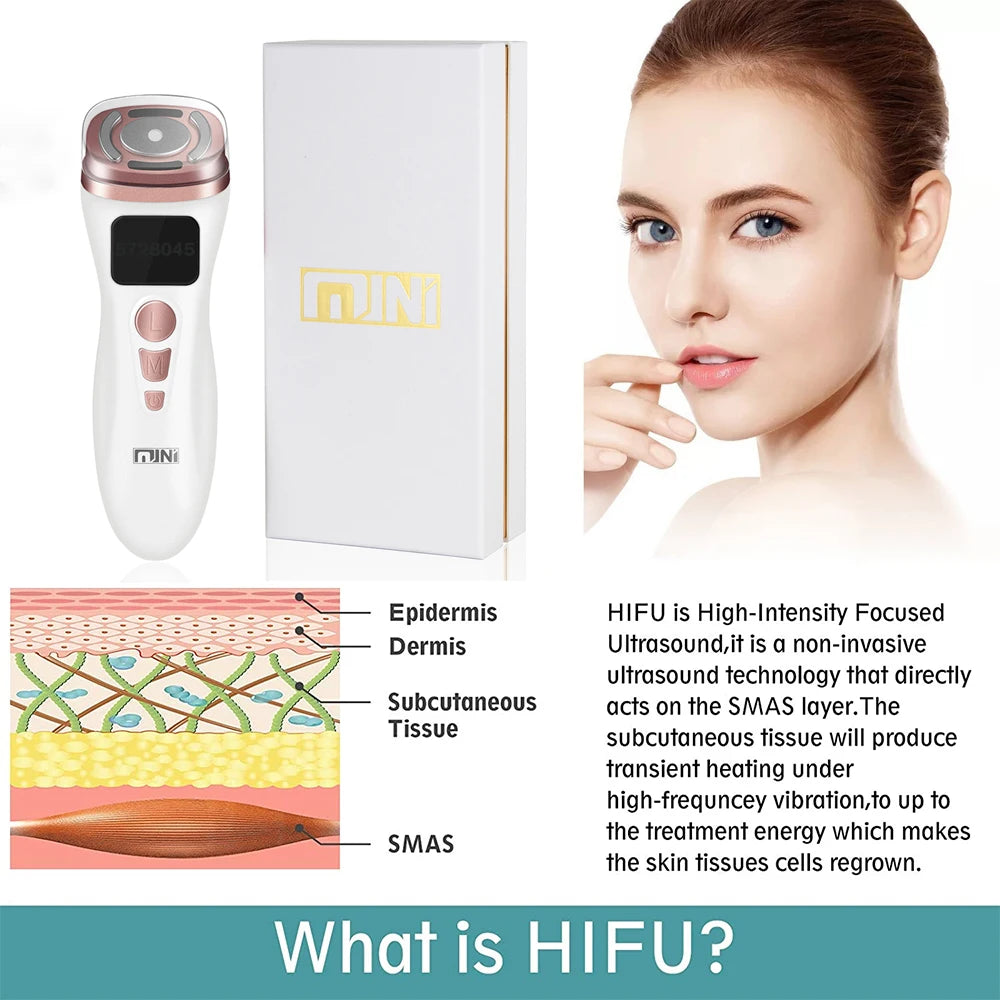 NEW Mini HIFU Machine Ultrasound Machine RF Fadiofrecuencia EMS Microcurrent Lift Firm Tightening Skin Wrinkle Skin Care Product - Bibi Cosmetics8