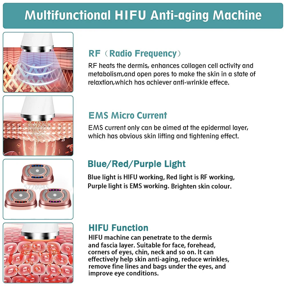 NEW Mini HIFU Machine Ultrasound Machine RF Fadiofrecuencia EMS Microcurrent Lift Firm Tightening Skin Wrinkle Skin Care Product - Bibi Cosmetics8