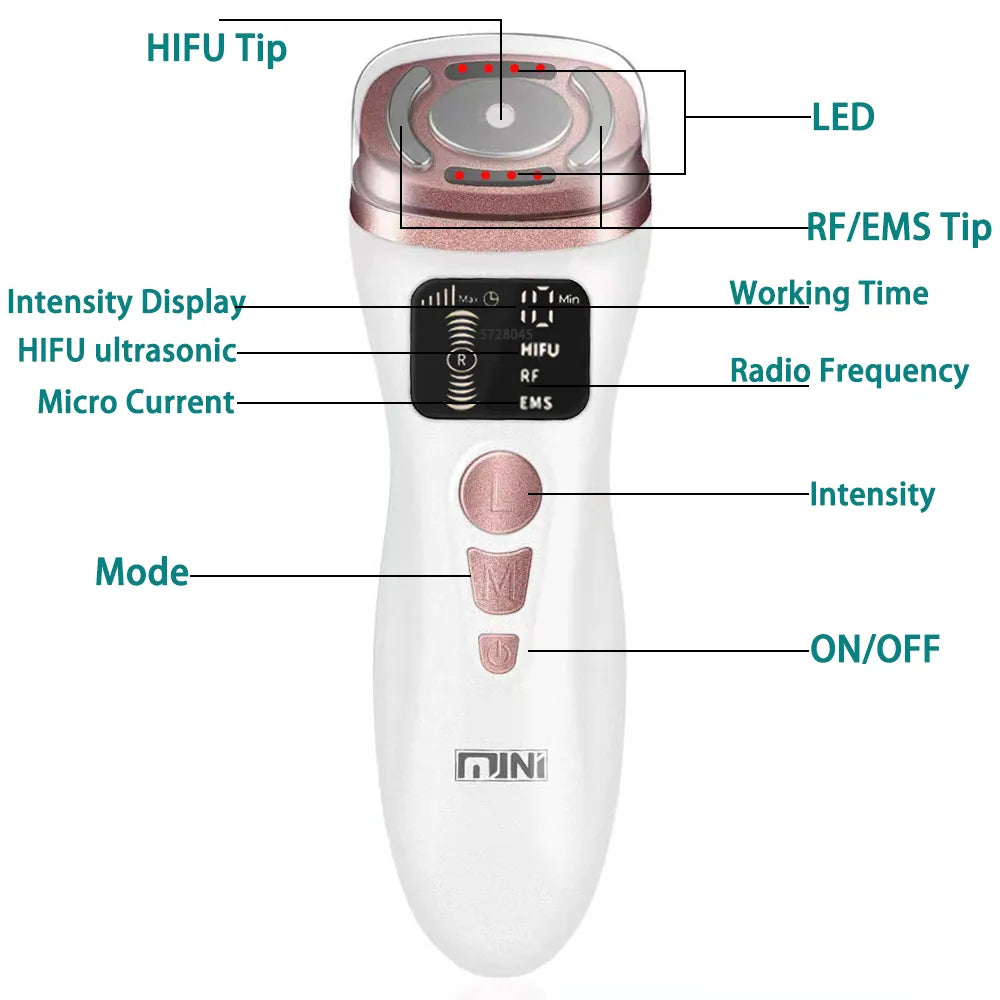 NEW Mini HIFU Machine Ultrasound Machine RF Fadiofrecuencia EMS Microcurrent Lift Firm Tightening Skin Wrinkle Skin Care Product - Bibi Cosmetics8