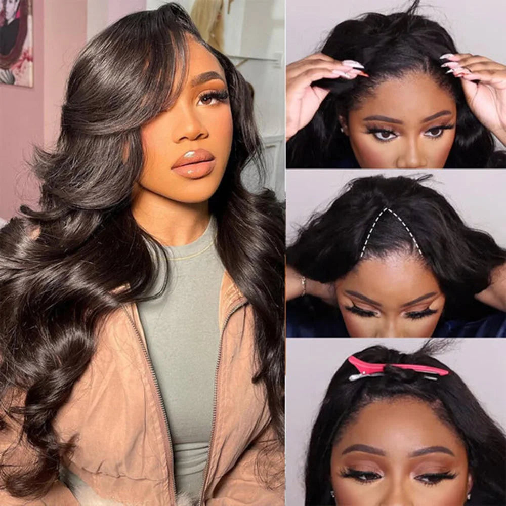 U V Part Wig Human Hair Body Wave Human Hair Wigs No Leave Out Glueless Brazilian U Part Human Hair Wave Wigs for Women