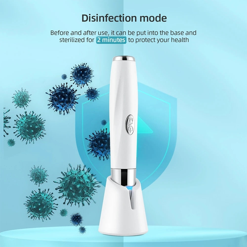 Vibration Eye Massager Heated  Pencil Eye Hot Compress  Massager Blue Light Disinfection Dredge Lymph Glands Anti Wrinkle Pen - Bibi Cosmetics8