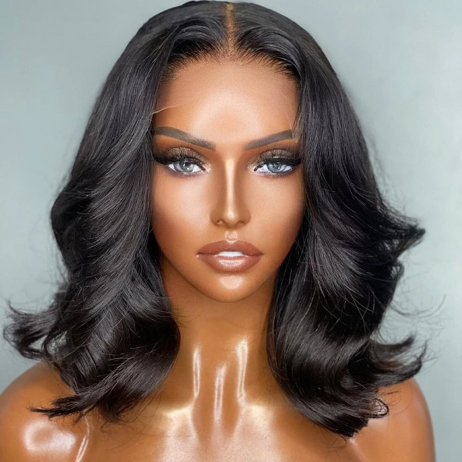 Cute Body Wave Frontal Human Hair Wig_0