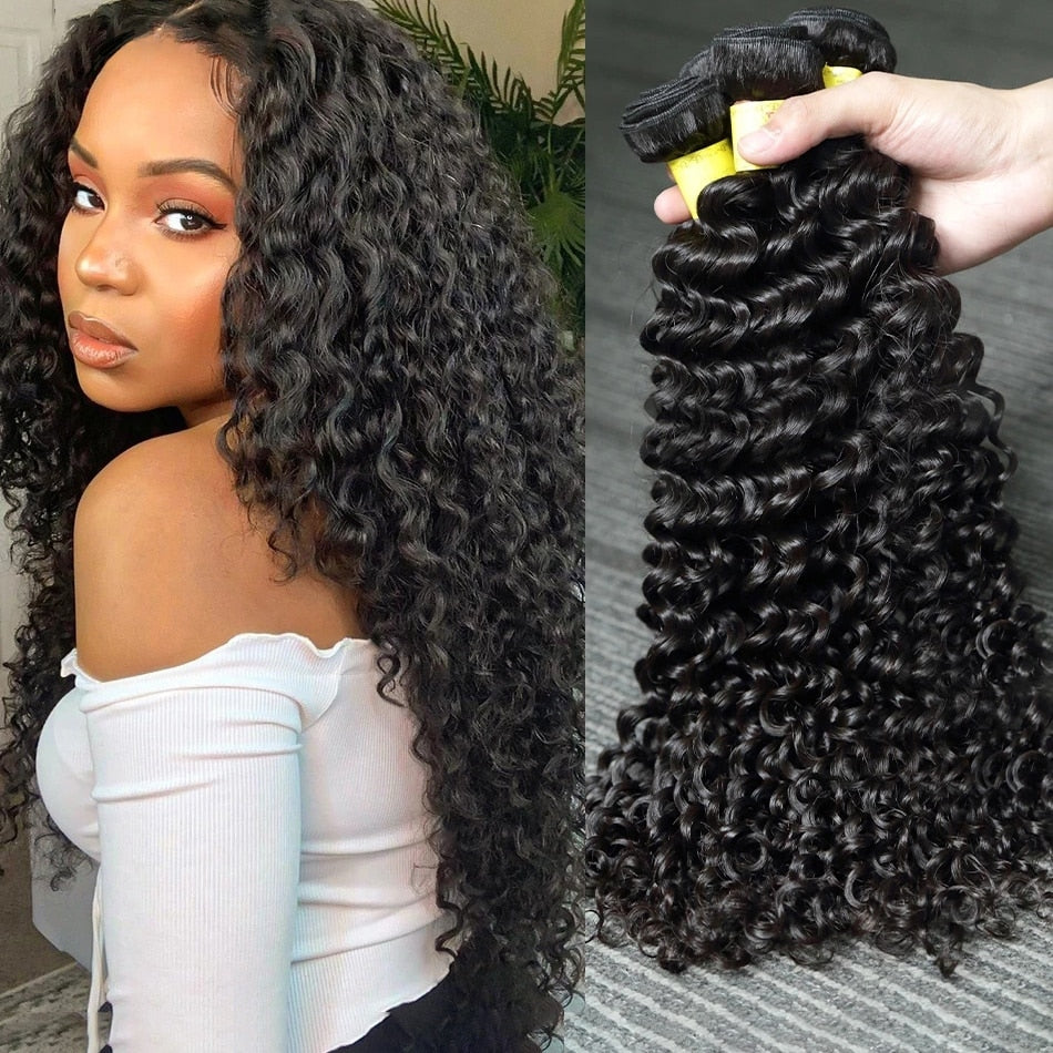 Deep Curly Wave Human Weaving  Hair Bundles (Short to Medium Length)_0