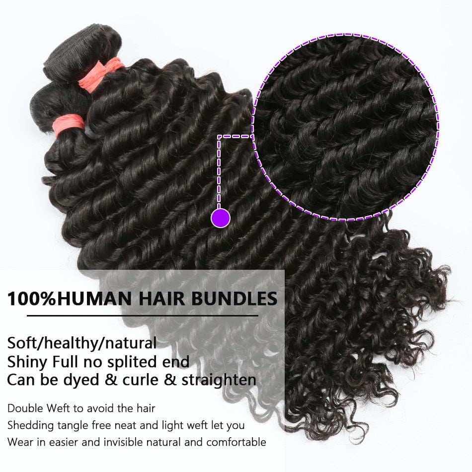 Deep Curly Wave Human Weaving  Hair Bundles (Short to Medium Length)_3