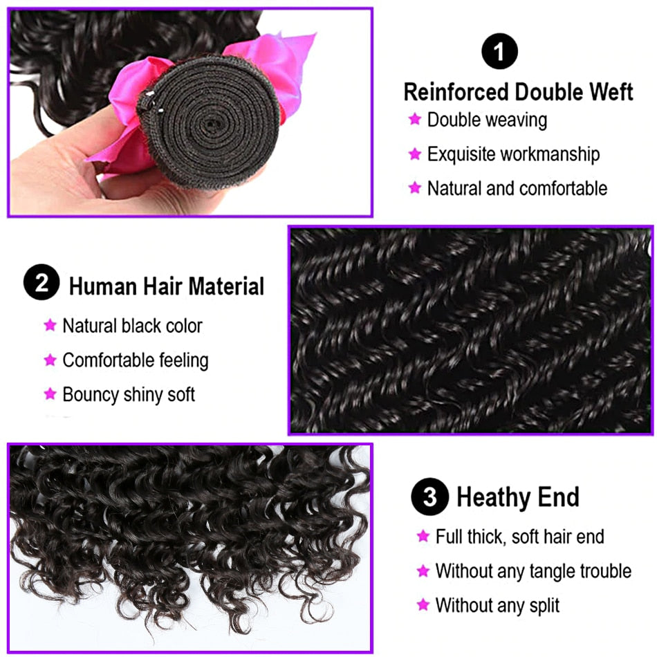 Deep Curly Wave Human Weaving  Hair Bundles (Short to Medium Length)_4