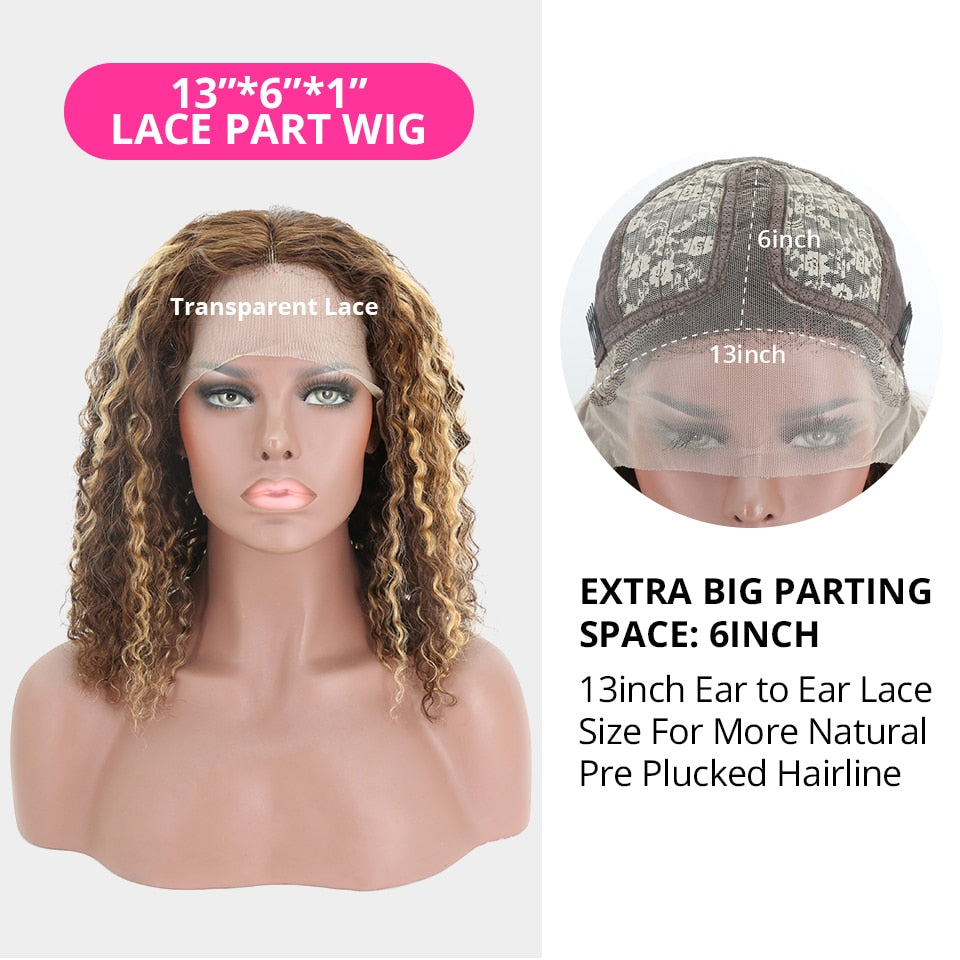 Highlight Curly Brown Colored Human Hair Wig_3