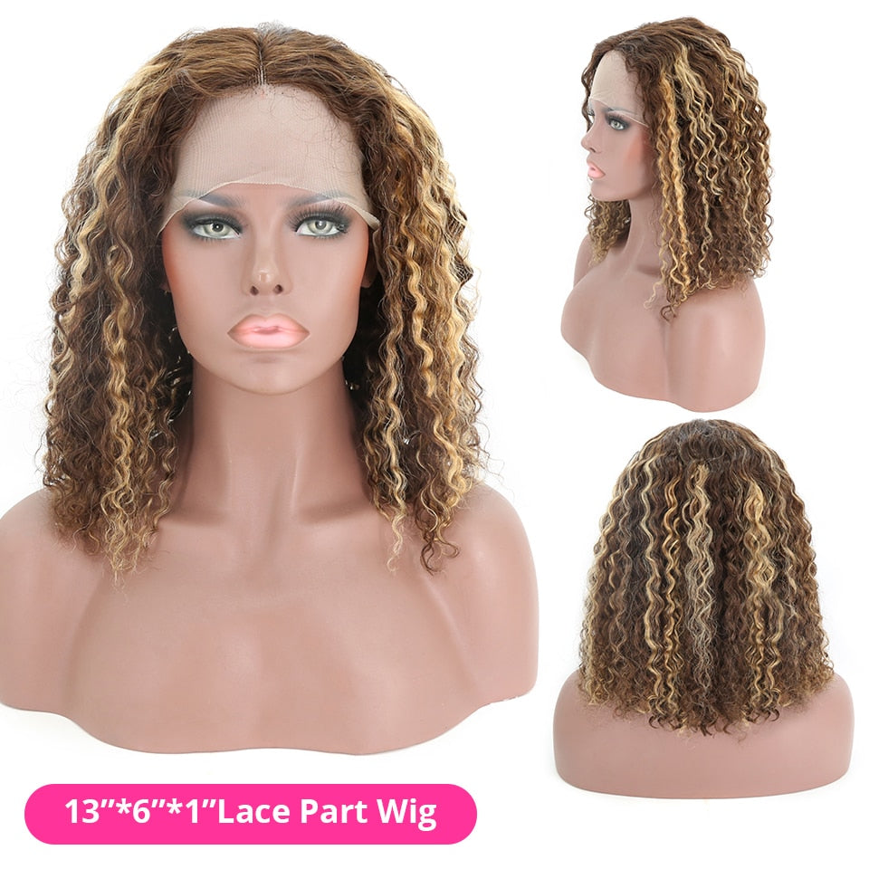 Highlight Curly Brown Colored Human Hair Wig_5