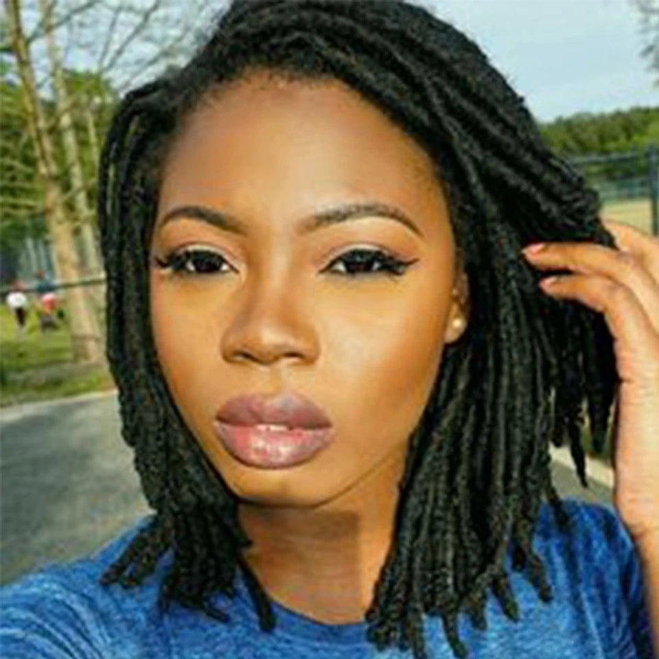 Beaudestiny Braided Wigs Synthetic Short Dreadlock Wig Braid African Dreads Braiding Crochet Twist African Fiber Daily Hair Wig