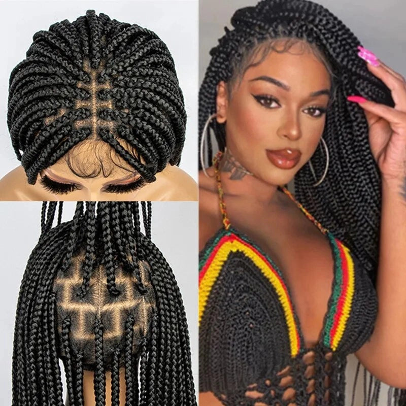 Natural full lace Wig 30-34inch Glueless Soft  Braided Lace Front Wigs Braid  With Baby Hair  Braided Wigs Soft