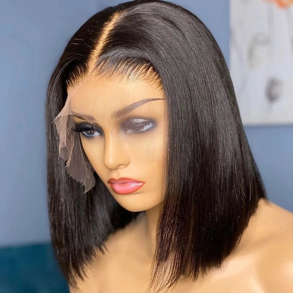 Bob Wig Short Brazilian Bone Straight Cheap 100 Human Hair Wigs For Black Women Wig T Part Lace Bob Human Hair Wig Pre Plucked