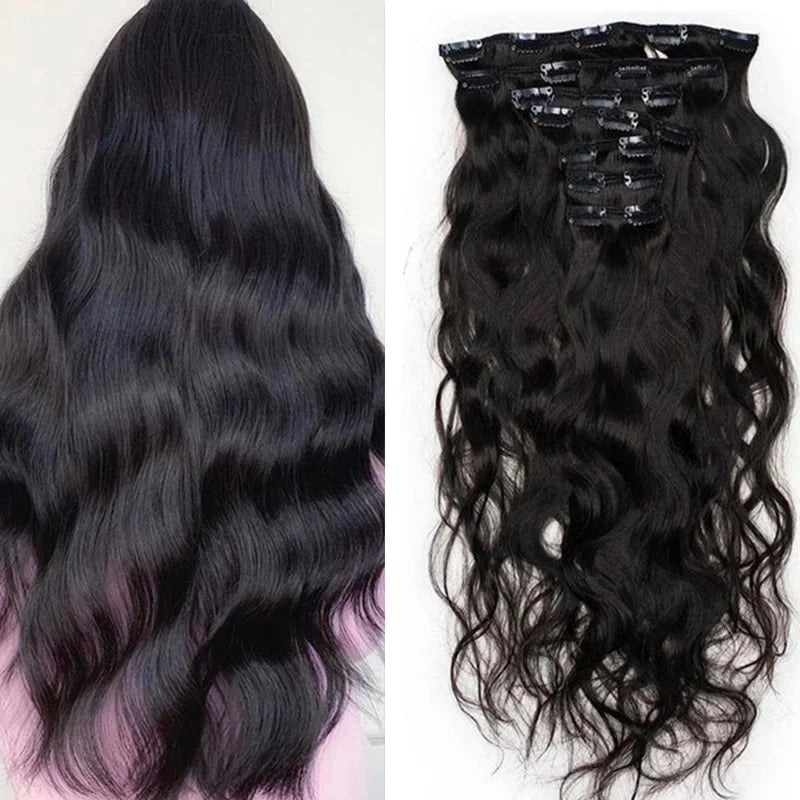 VSR Clip In Human Hair Extensions Body Wave Black  120G 8Pcs 20Clips 60Cm European Clip in Human Hair ExtensionsFull Head