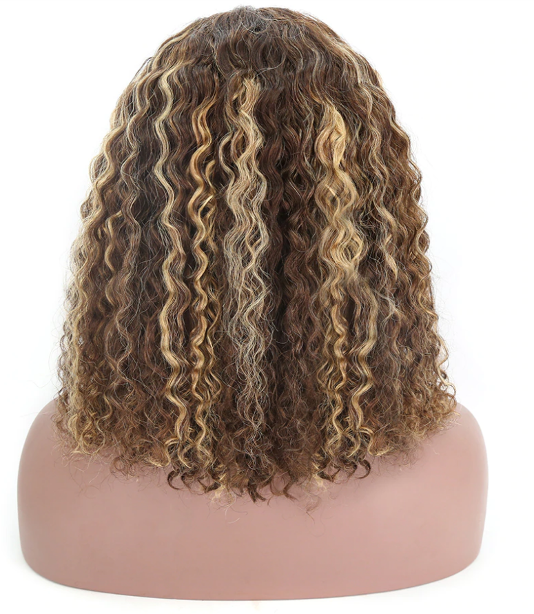 Highlight Curly Brown Colored Human Hair Wig_7